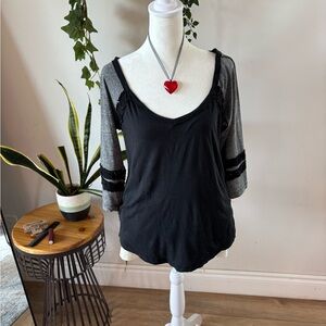 We The Free Black and Gray Blouse